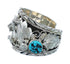Navajo Sterling Silver Turquoise Bear Leaf Cuff Bracelet AX129461